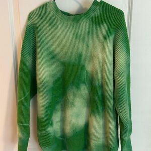 Cider Green and White Crewneck Sweater